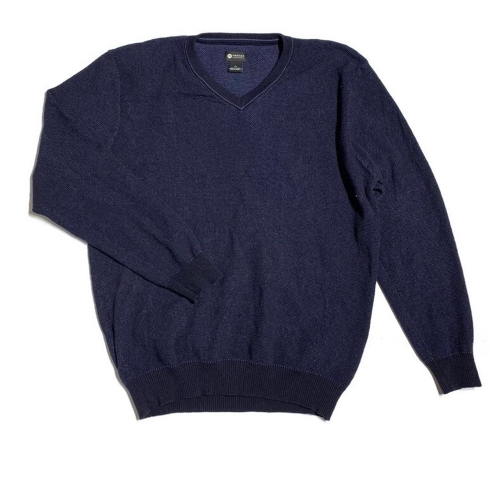 Haggar‎ Sweater Men’s L Cotton Deep Blue V-Neck Sweater